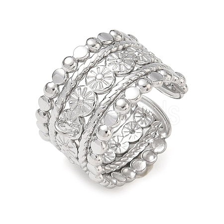 Flower 304 Stainless Steel Finger Rings Components SA-CBA45D5-14P-1