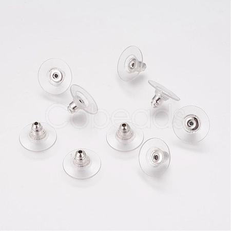 Brass Bullet Clutch Earring Backs X-KK-EC129-S-1