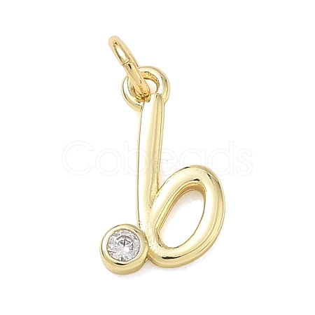 Brass Micro Pave Clear Cubic Zirconia Charms KK-D289-66G-B-1