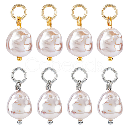 8Pcs 2 Colors Plastic Imitation Pearl Baroque Irregular Pendants PALLOY-FH00109-1