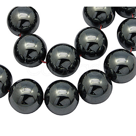 Non-Magnetic Synthetic Hematite Beads Strands G-H1624-14mm-1-1