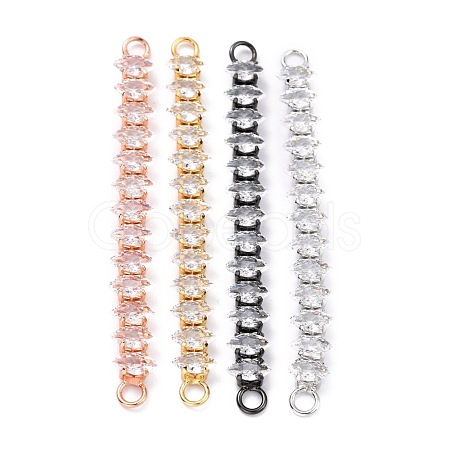 Brass Clear Horse Eye Cubic Zirconia Links Connectors ZIRC-G170-21-1