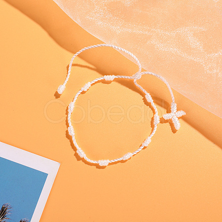 Cross Nylon Cord Braided Bead Bracelets WG2C716-08-1