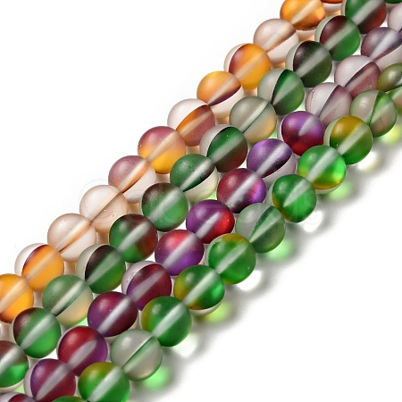 Electroplated Synthetic Moonstone Beads Strands G-F142-A02-M-1