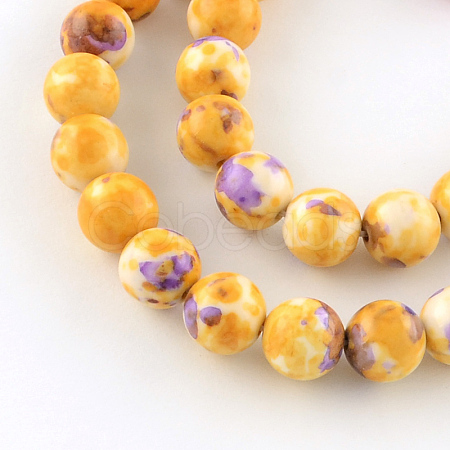 Dyed Natural Ocean White Jade Round Bead Strands G-R295-6mm-11-1