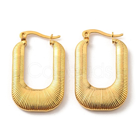 Iron Plating(IP) 304 Stainless Steel Rectangle Hoop Earrings for Women EJEW-F319-01G-1
