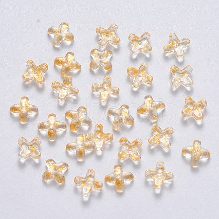 Transparent Spray Painted Glass Beads GLAA-R211-06-B01-1