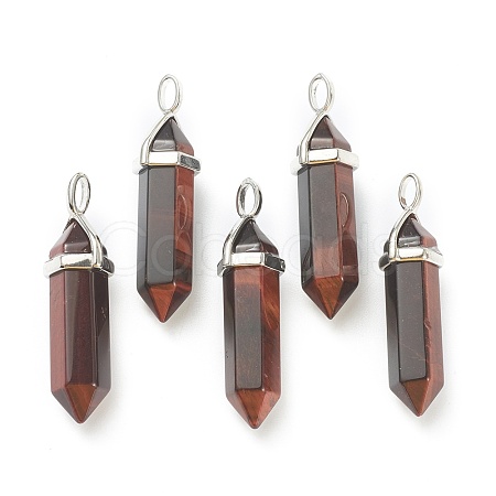 Dyed & Heated Natural Red Tiger Eye Pointed Pendants G-M378-01P-A20-1