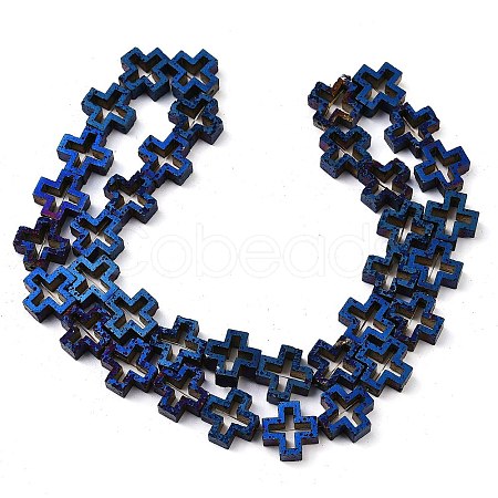 Electroplated Natural Lava Rock Beads Strands G-K388-02A-1