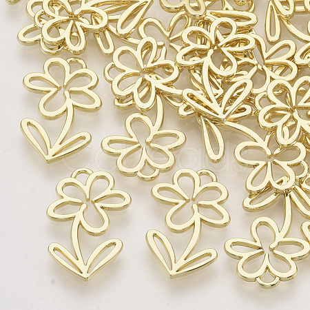 Rack Plating Alloy Open Back Bezel Pendants X-PALLOY-N150-38-1