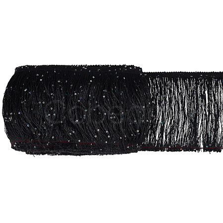 Paillette Tassel Polyester Ribbon Trim OCOR-WH0078-145A-1