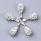 Polymer Clay Rhinestone Pendants, with Platinum Tone Iron Pinch Bail, Teardrop, Crystal, PP10(1.6~1.7mm), 18x9.5mm, Hole: 4x3mm