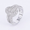 Brass Micro Pave Cubic Zirconia Finger Rings, Wide Band Rings, Platinum, 16~19mm