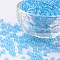 (Repacking Service Available) Glass Seed Beads, Trans. Colours Lustered, Round, LiGoht Cyan, 6/0, 4mm, Hole: 1.5mm, about 12G/bag