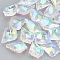 Plated Faceted Leaf Glass Beads, Clear AB, 22x16x8mm, Hole: 2mm