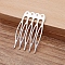 Iron Hair Comb Findings, with Loops, Platinum, 40x27x0.8mm