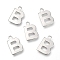 Non-Tarnish 201 Stainless Steel Charms, Alphabet, Letter.B, 12x7.8x0.6mm, Hole: 1.2mm