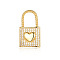 Brass Micro Pave Clear Cubic Zirconia Pendants, Lock Charms, Real 18K Gold Plated, 24x14x2.4mm