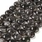 Natural Larvikite Beads Strands, Flat Round, Black, 14.6~15.5x6~6.5mm, Hole: 0.8mm, about 27pcs/strand, 15.59''~15.87''(39.6~40.3cm)