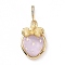 Opaque Resin Pendants, Strawberry Charm, with Brass Micro Pave Clear Cubic Zirconia Findings, Cadmium Free & Lead Free, Real 18K Gold Plated, Plum, 27.5x19.5x10mm, Hole: 4.5x7mm