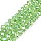 Electroplate Glass Beads Strands, AB Color Plated, Faceted, Rondelle, Pale Green, 8x6mm, Hole: 1mm, about 64~65pcs/strand, 15.75~16.14 inch(40~41cm)