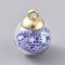 Glass Ball Pendants, with Star Glitter Sequins and Golden Plated CCB Plastic Cup Peg Bails, Round, Lilac, 20.5x15mm, Hole: 2.5mm