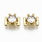 Brass Micro Pave Cubic Zirconia Cabochons, Fit Floating Locket Charms, Hexagon, Real 16K Gold Plated, Clear, 7.5x5x3.5mm