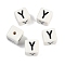 Porcelain Beads, Square with Letter, Letter Y, 8.5x8.5x8.5mm, Hole: 1.6mm