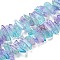 Natural Dyed Quartz Beads Strands, Two Tone Color, Chip, Light Blue, 17~27x5~9x7~9mm, Hole: 1mm, about 66pcs/strand, 16.14''(41cm)