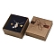 Bowknot Print Kraft Paper Cardboard Jewelry Necklace Gift Boxes, Square with Sponge Inside, Coconut Brown, 7x7x3.5cm