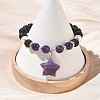 Natural Amethyst & Lava Rock & Shell Pearl Charm Bracelets BJEW-JB13705-01-2