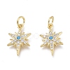 Brass Micro Pave Clear Cubic Zirconia Charms ZIRC-Q024-02G-2