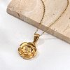 304 Stainless Steel Rose Pendant Necklaces for Women NJEW-S439-01A-G-2