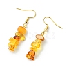 Natural Amber Chip Dangle Earrings EJEW-JE07018-4