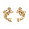 Brass Micro Pave Clear Cubic Zirconia Charms KK-B137-01G-1