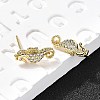 Sea Horse Brass Micro Pave Cubic Zirconia Ear Studs EJEW-D304-38G-1