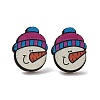 Christmas Printed Wooden Stud Earrings EJEW-D046-08-2