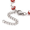 Enamel Rhombus with Evil Eye Link Chains Bracelet BJEW-P271-03P-01-3