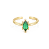 Glass Oval Open Cuff Ring RJEW-S049-014G-1