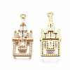 Brass Micro Pave Clear Cubic Zirconia Pendants KK-T063-81G-NF-3