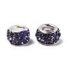 Polymer Clay Rhinestone European Large Hole Beads with Silver Color Plated Brass Cores FPDL-R002-07-2