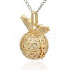 Golden Tone Brass Hollow Round Cage Pendants KK-J234-05G-2