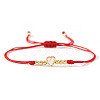 3Pcs Adjustable Brass Micro Pave Clear Cubic Zirconia Bead Braided Bead Bracelets. Waxed Cord Braided Bracelets for Women PW0686-1-3