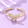 Adjustable Brass Micro Pave Clear Cubic Zirconia Cuff Rings LS-RJEW-G096-42G-2