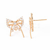 Brass Micro Pave Clear Cubic Zirconia Stud Earrings Findings KK-T062-121G-NF-3