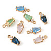 8Pcs 4 Colors Brass Micro Pave Cubic Zirconia Pendants KK-TA0002-18-2