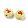 Heart Pattern Handmade Porcelain Enamel Beads PORC-G016-03I-3
