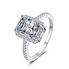 Rhodium Plated 925 Sterling Silver Micro Pave 8.2x4.9mm Moissanite Finger Rings for Women WG8E258-76-5