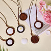 DIY Flat Round Wood Pendant Neckalces Making Kits DIY-CA0007-06-5