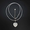 Natural Gemstone Heart Pendant Colorful Glass Seed Beads Beaded Necklaces for Women VA8487-3-2